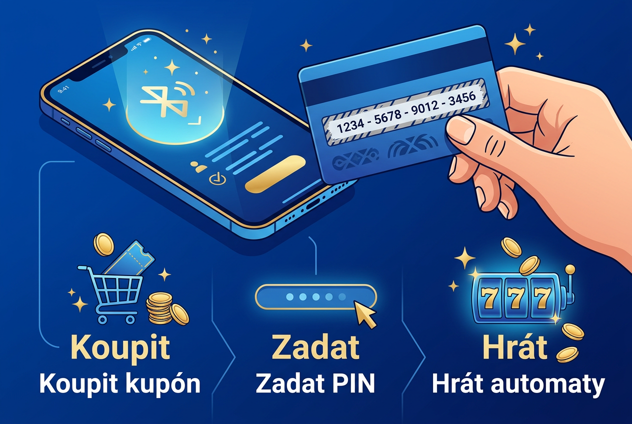 Infografika postupu vkladu přes Paysafecard s českými popisky
